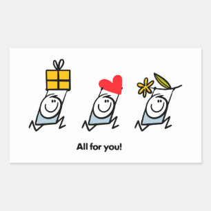 Gift, heart and flower rectangular sticker