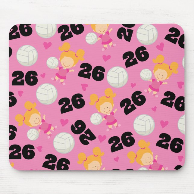 Gift Idea For Girls Volleyball Player Number 26 Mouse Mat (Front)