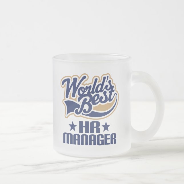 Gift Idea For Hr Manager (Worlds Best) Frosted Glass Coffee Mug (Right)