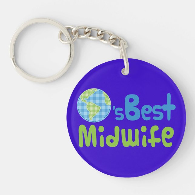 Gift Idea For Midwife (Worlds Best) Key Ring (Front)
