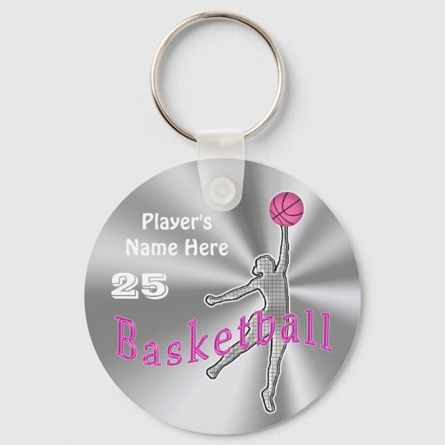 Gift ideas for Basketball Players NAME and NUMBER Key Ring (Front)