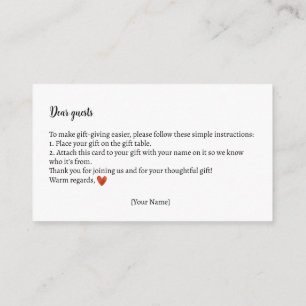 Gift Instructions Autumn Teddy Bear Baby Shower Enclosure Card