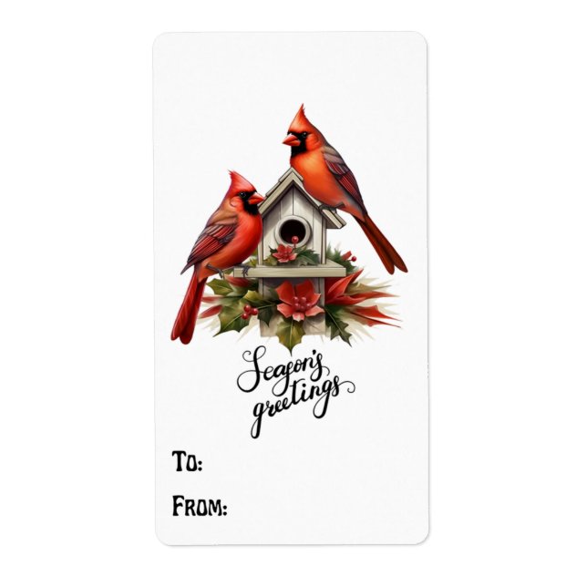 Gift Label Minimalist Red Cardinal To/From (Front)