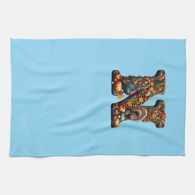 Gift Letter N Thanksgiving style  Tea Towel (Horizontal)