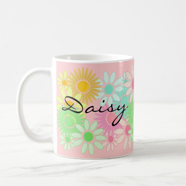Gift Mug Daisy Personalised Personal Daisy Pattern (Left)