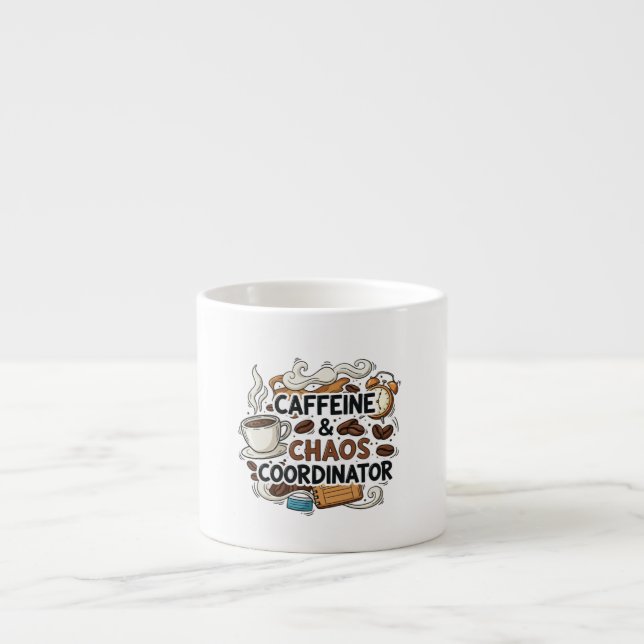 Gift Mug for Her – Caffeine & Chaos exprsso cup (Front)