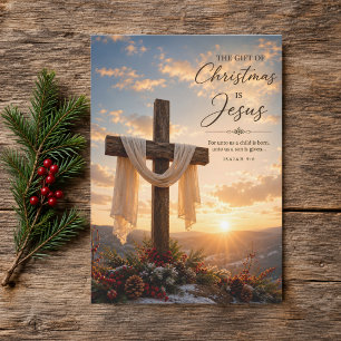 Gift of Christmas Is Jesus Cross Christian Holiday Card