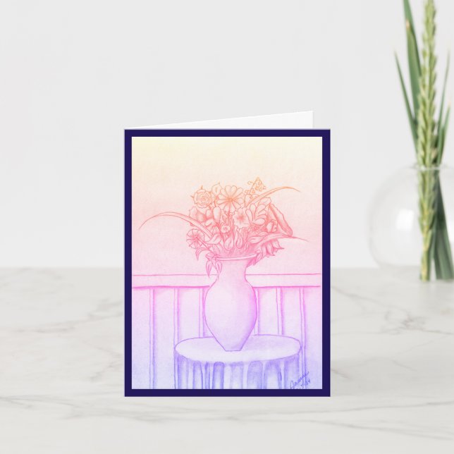 Gift of Flowers - Blue Invitation (Front)