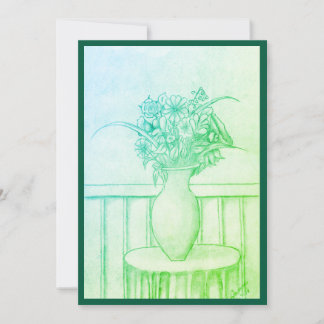 Gift of Flowers - Green Invitation