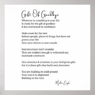 Gift of goodbye let go poem wall art decor poster