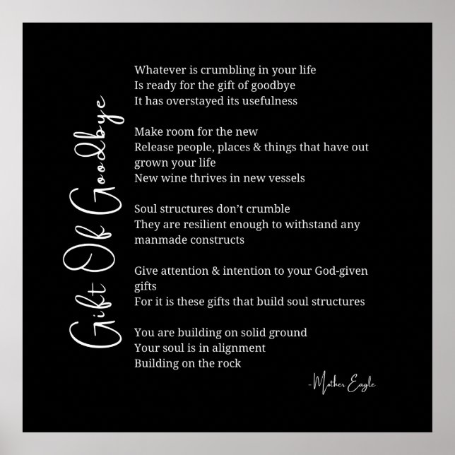 Gift of goodbye letting go by poem poetry poster  (Front)
