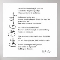 Gift of goodbye surrender poem poster wall art