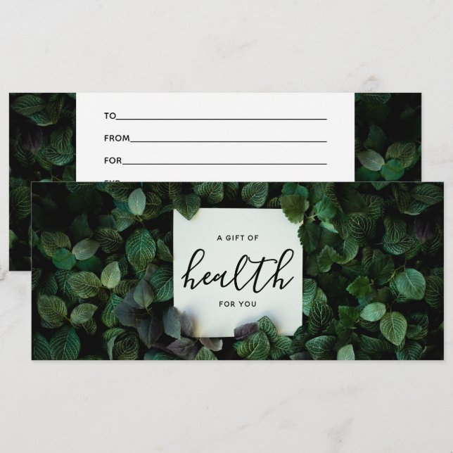 Gift Of Health Chiropractic Care Gift Certificate (Front/Back)