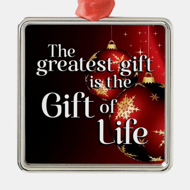 Gift of Life Donate Life Christmas Transplant Metal Tree Decoration (Front)