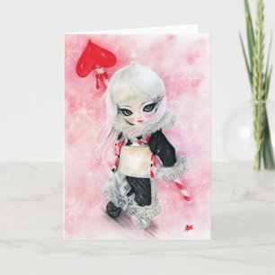 Gift of Love Big eye art Gir christmas Card