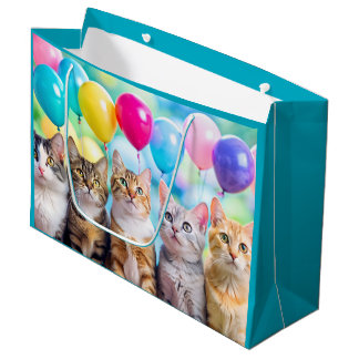 Gift package of kittens with balls, Birthday Large Gift Bag