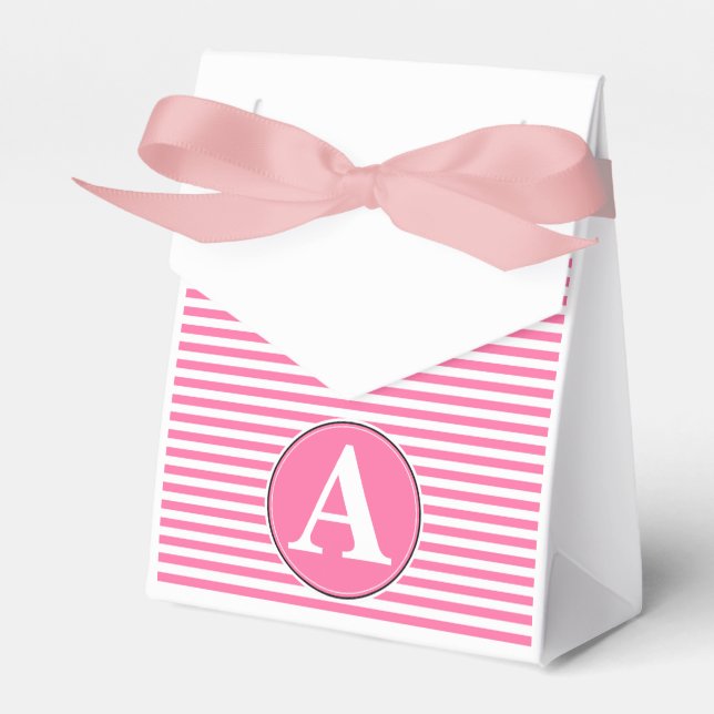 Gift Package, Striped Monogram Custom Template Favour Box (Front Side)