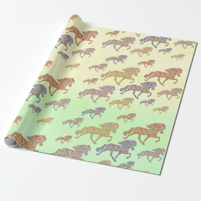 Gift paper - Island Horses in TÖLT (Unrolled)