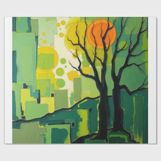 Gift Paper with Green Landscape