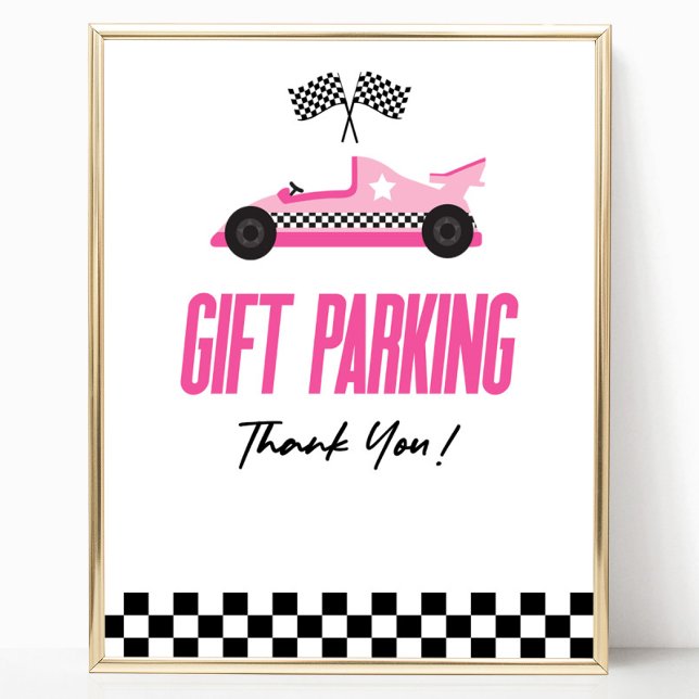 Gift Parking Pink Race Car Party Table Sign (Creator Uploaded)
