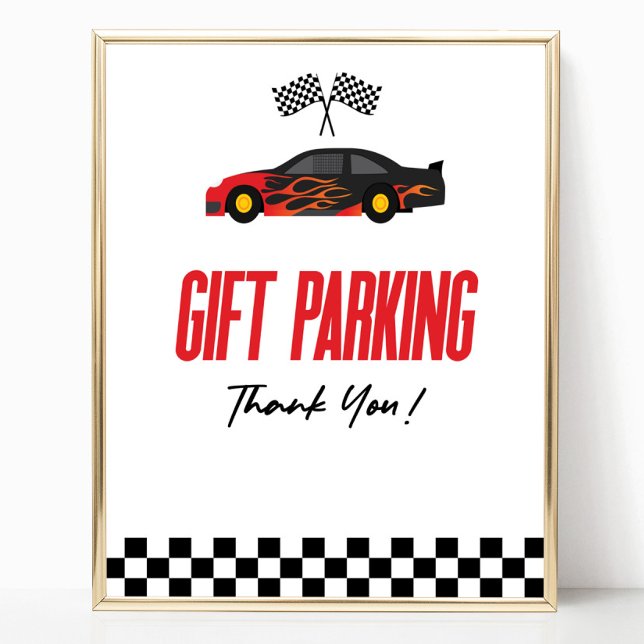 Gift Parking Red Race Car Party Table Sign (Creator Uploaded)