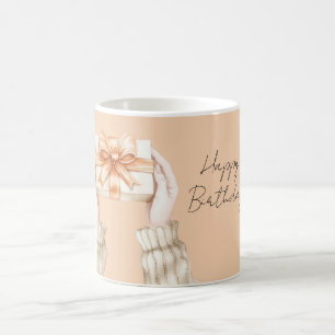 Gift Peach Ribbon Bow Coffee Mug
