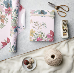 Gift Pretty Field Flowers Pink Wrapping Paper