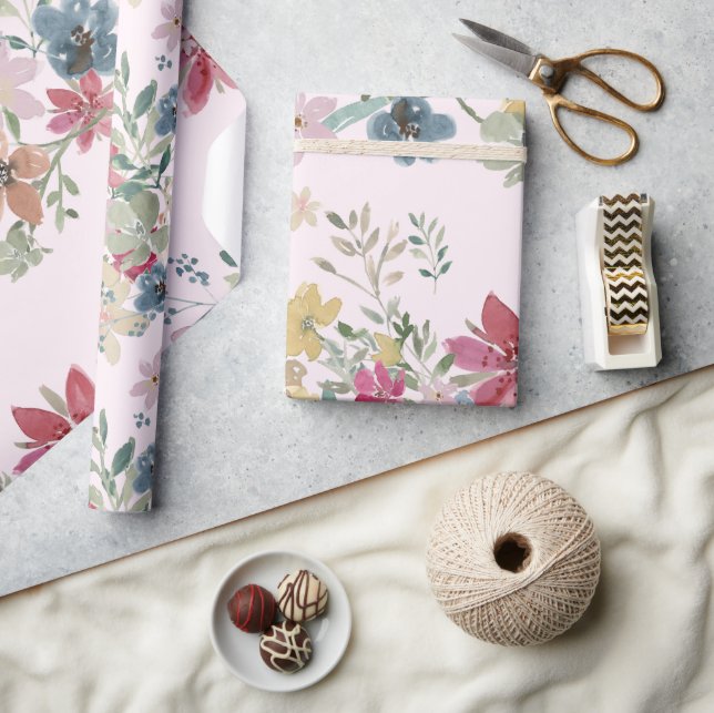  Gift Pretty Field Flowers Pink Wrapping Paper (Crafts)