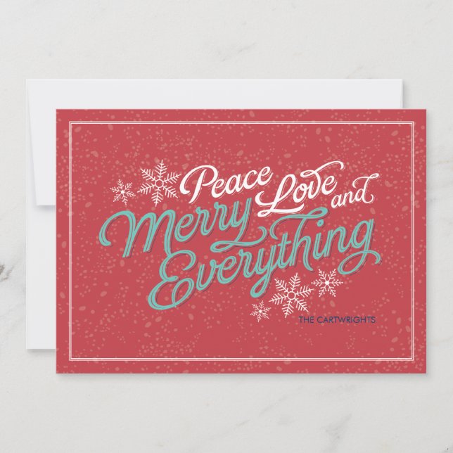 Gift Red Ribbon Script Holiday Card (Front)