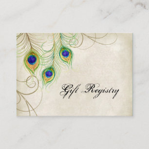 Gift Registry Cards - Peacock Feathers Wedding Set