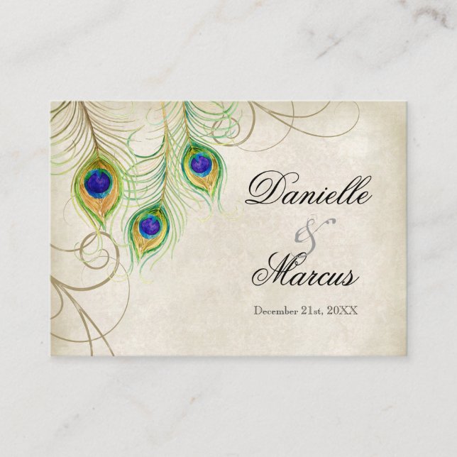 Gift Registry Cards - Peacock Feathers Wedding Set (Front)