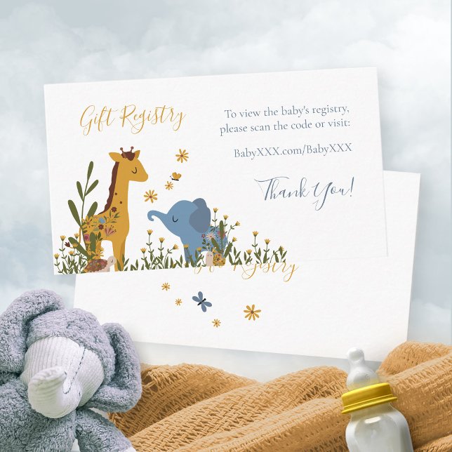 Gift Registry Cute Baby Animals Baby Shower Enclosure Card (Baby Shower Gift Registry Sweet Jungle Animals Enclosure Card ©Susanne Sachers - Sunny Mind Design )