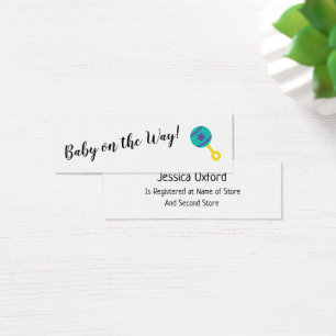 Gift Registry Details w/ Baby Rattle Handout Cards