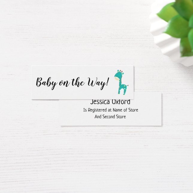Gift Registry Details w Teal Giraffe Handout Cards (Desk)