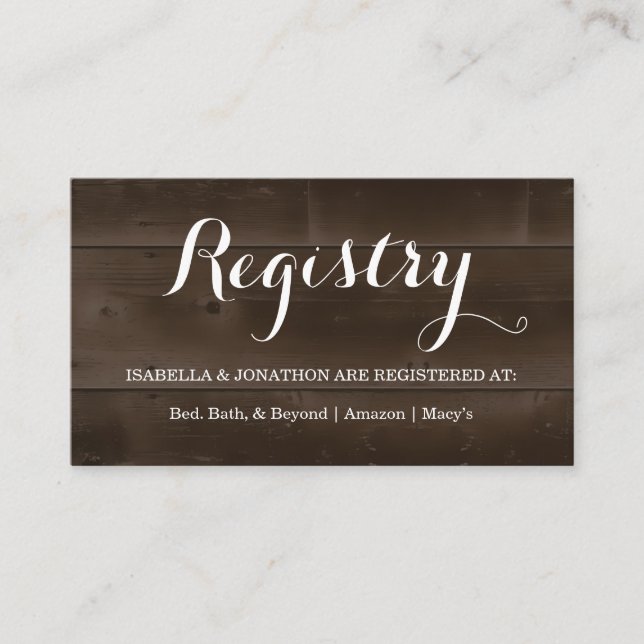 Gift Registry Enclosure Card (Front)