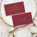 Gift Registry Honeymoon Burgundy Wedding Monogram Enclosure Card<br><div class="desc">Fully editable insert card for gifts,  directions,  accommodations etc; whatever wedding details that you need to add to your wedding invitation suite as a business card. Monogram on the back side. Shown in gold and burgundy,  background colour is editable.
Basic and elegant.</div>