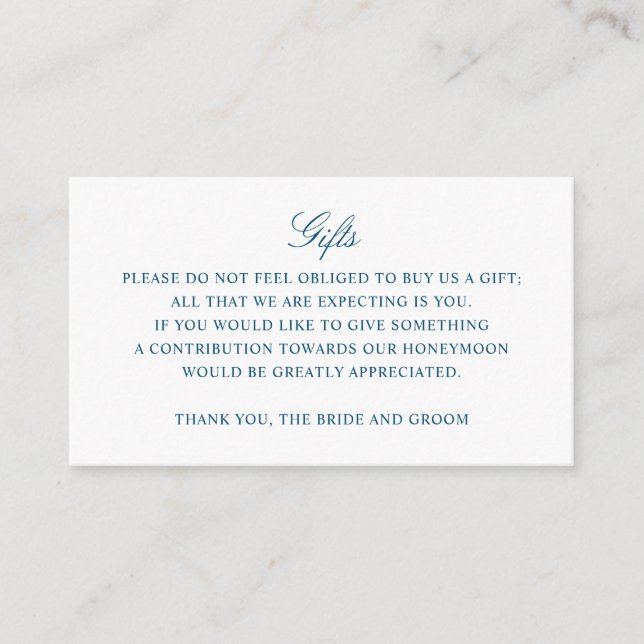 Gift Registry Honeymoon Fund Wedding Monogram Enclosure Card (Front)