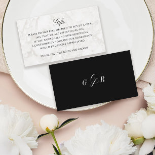 Gift Registry Honeymoon Wedding Monogram Marble Enclosure Card