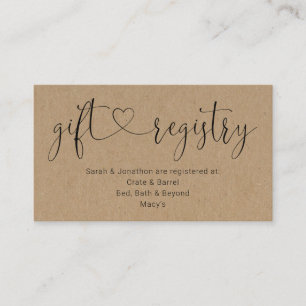 Gift Registry Insert / Enclosure for Invitation