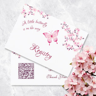 Gift Registry QR Code    Butterfly Baby Shower Enclosure Card