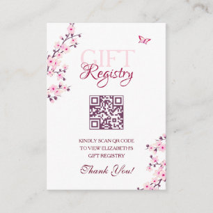 Gift Registry QR Code  Cherry Blossom Baby Shower Enclosure Card