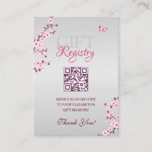 Gift Registry QR Code  Cherry Blossom Baby Shower Enclosure Card