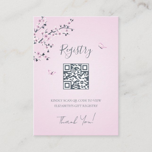 Gift Registry QR Code |  Kokeshi Doll Baby Shower Enclosure Card (Front)