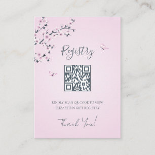 Gift Registry QR Code Kokeshi Doll Baby Shower Enclosure Card