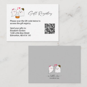 Gift Registry QR Code Little Boo Baby Shower Fall Enclosure Card