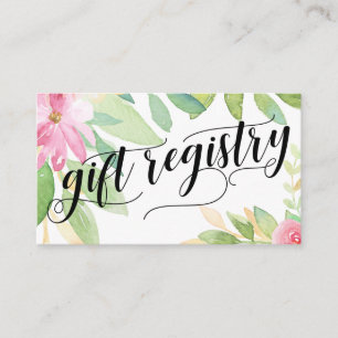 Gift Registry Script Colourful Watercolor Flowers Enclosure Card