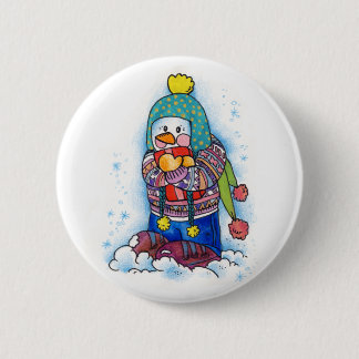 Gift Snowman 6 Cm Round Badge