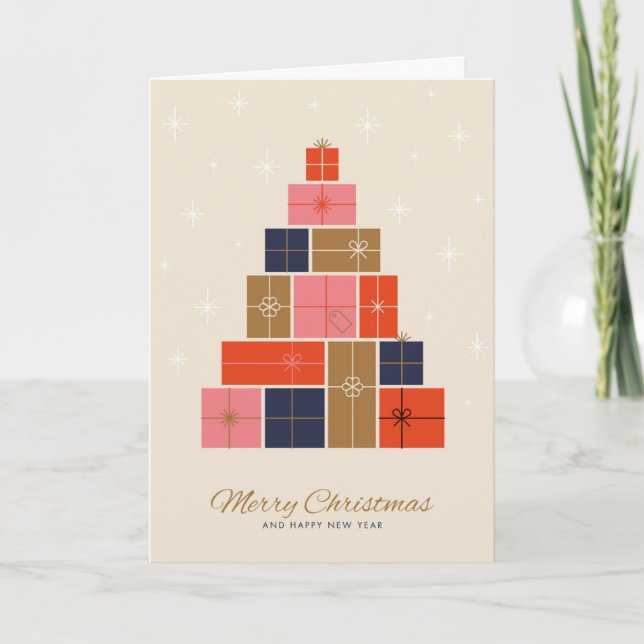 Gift Stack Christmas Tree Holiday Card (Front)