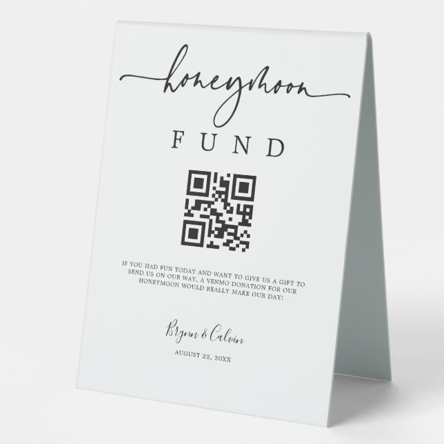 Gift Table Honeymoon Fund Sign Wedding Table Tent (Front)