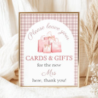Gift table Pink Fresh off the market Bridal Shower